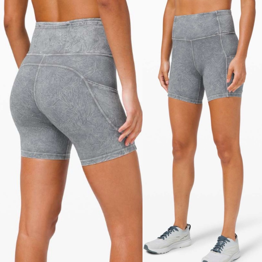 lululemon Fast And Free Short 6” Non-Reflective Ice Dye Asphalt Grey Sz 4‎ - Picture 2 of 14